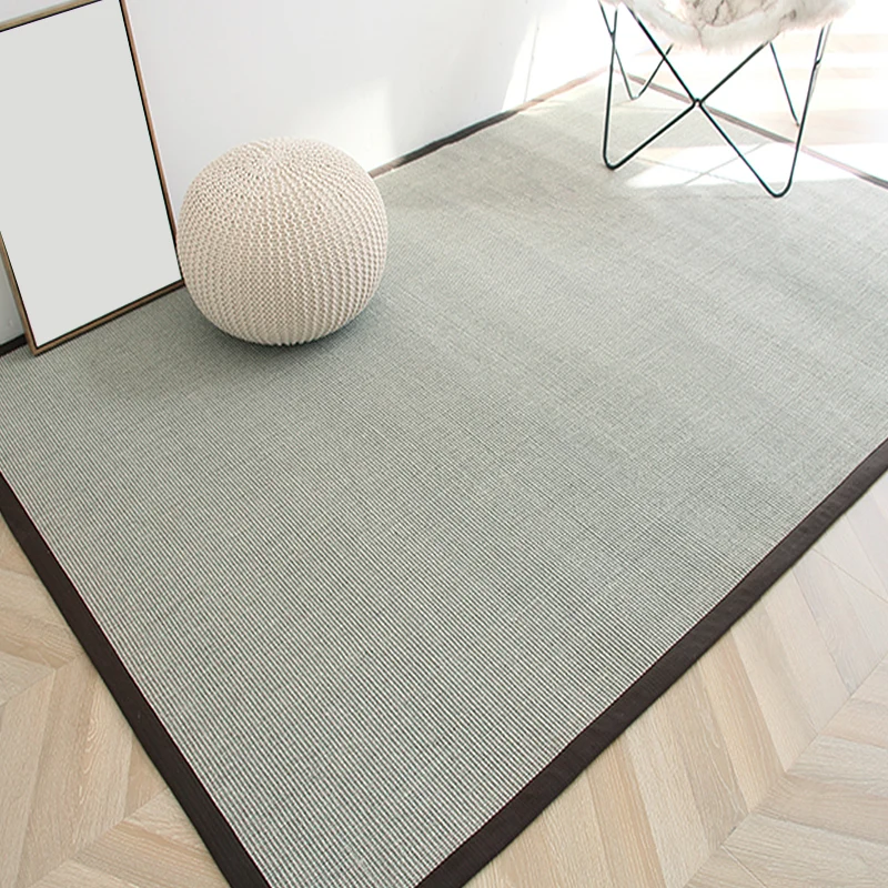 Tapis de salon gris, rustique, couleur unie, en sisal, lavable, antidérapant, respectueux des animaux de compagnie Clearhalo