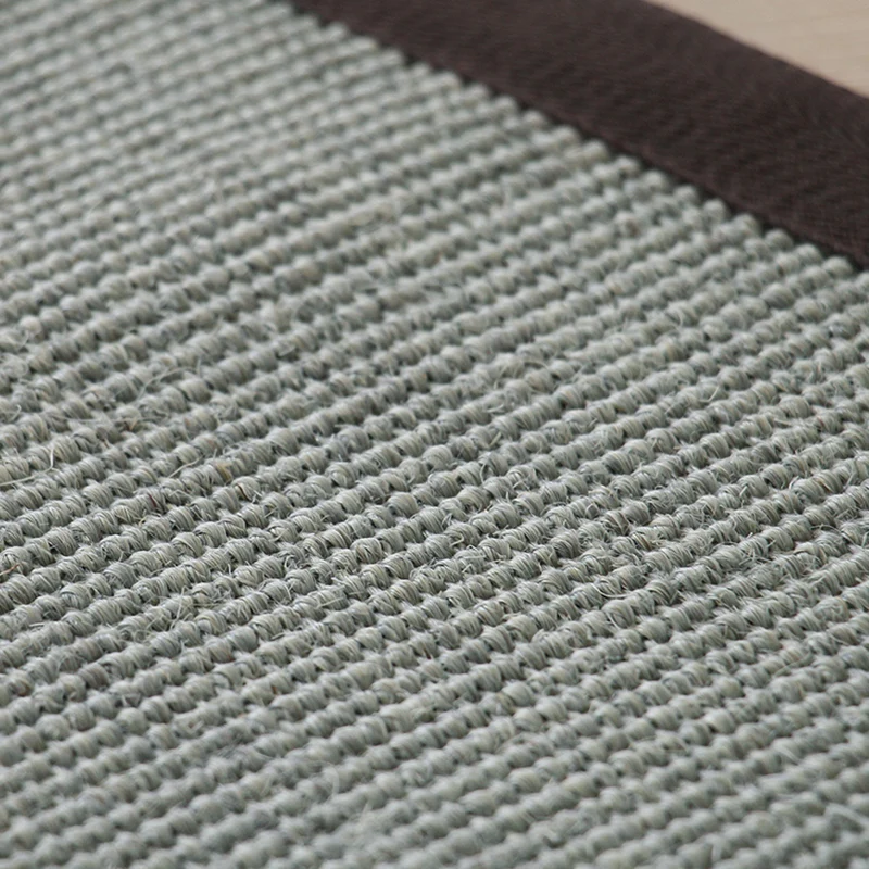 Tapis de salon gris, rustique, couleur unie, en sisal, lavable, antidérapant, respectueux des animaux de compagnie Clearhalo