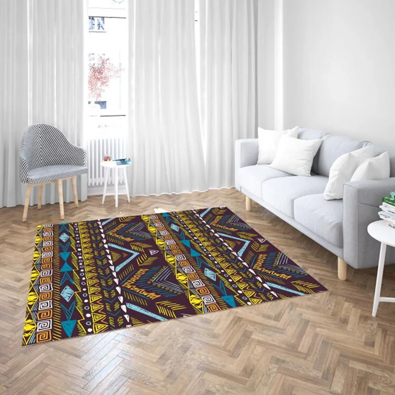 Tapis de salon marocain multicolore à imprimé géométrique, synthétique, antidérapant, résistant aux taches, adapté aux ani...