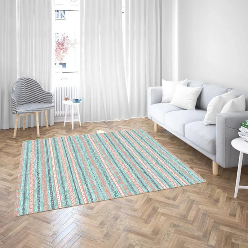 Tapis de salon marocain multicolore à imprimé géométrique, synthétique, antidérapant, résistant aux taches, adapté aux ani...