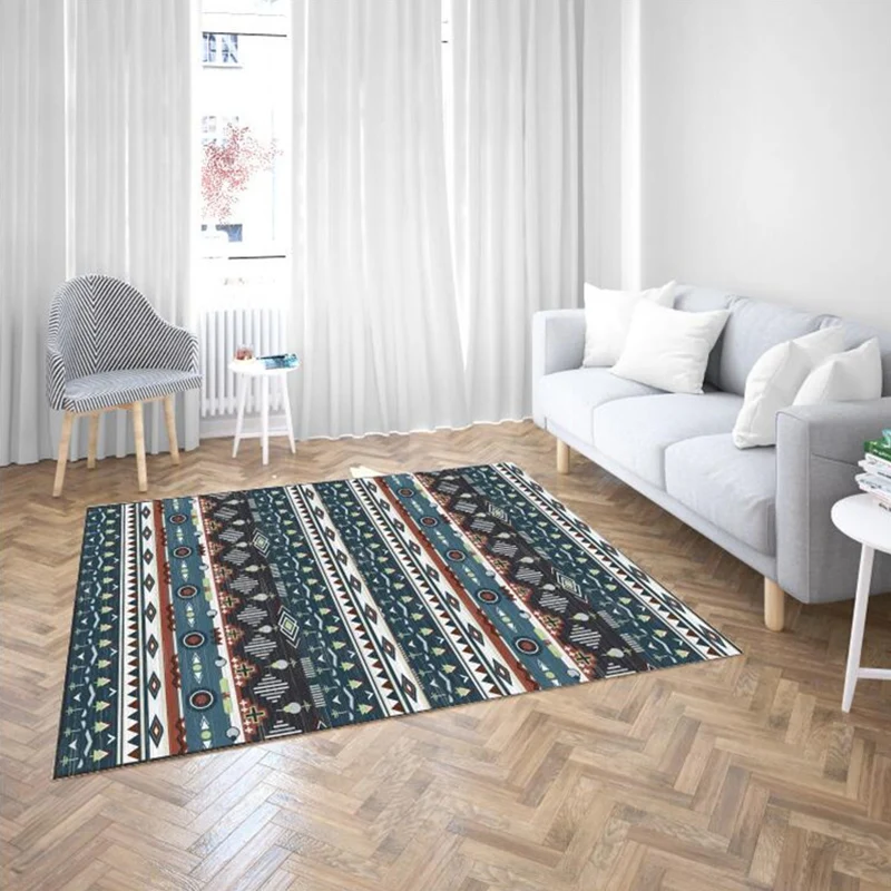 Tapis de salon marocain multicolore à imprimé géométrique, synthétique, antidérapant, résistant aux taches, adapté aux ani...
