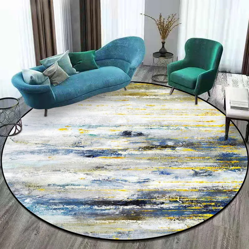 Tapis de salon moderne en blanc, tapis imprimé de peinture à l'huile abstraite, en Polyester, envers antidérapant, lavable...