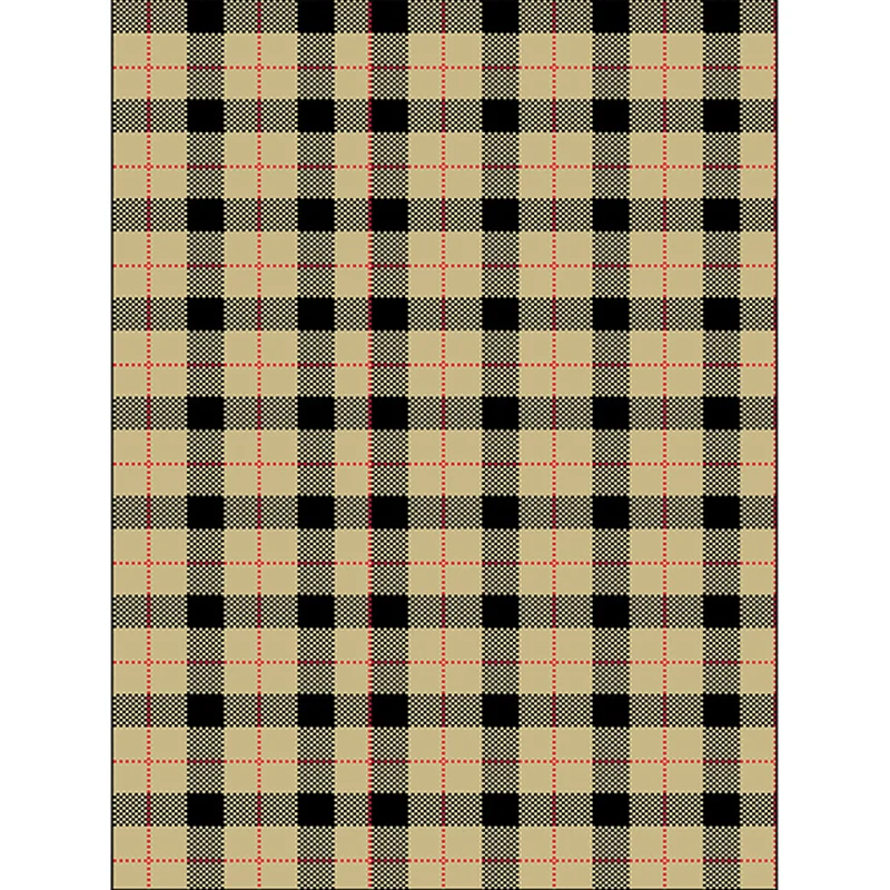 Tapis de salon moderne à carreaux jaunes, imprimé de lignes pointillées, en polyester, envers antidérapant, lavable Clearhalo