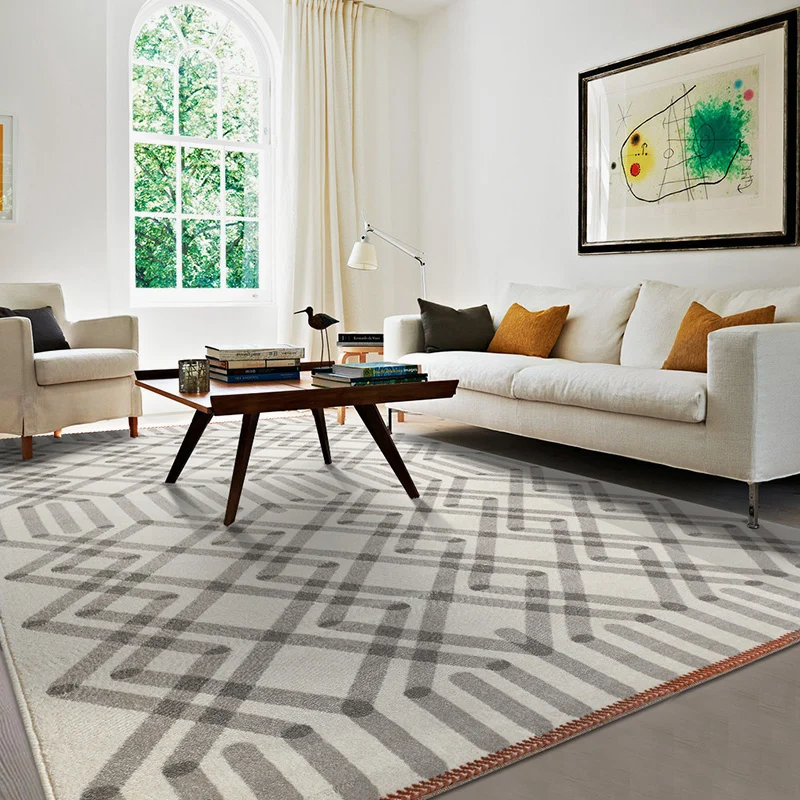 Tapis de salon moderne multicolore géométrique intérieur en polyester support antidérapant tapis facile d'entretien Clearhalo