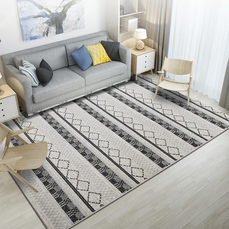 Tapis de salon moderne multicolore géométrique intérieur en polyester support antidérapant tapis facile d'entretien Clearhalo