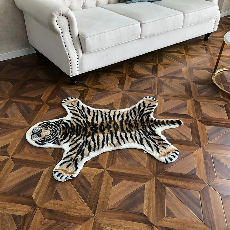 Tapis de salon moderne multicolore en peau d'animal, en acrylique, lavable, respectueux des animaux de compagnie Clearhalo