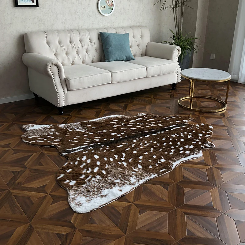 Tapis de salon moderne multicolore en peau d'animal, en acrylique, lavable, respectueux des animaux de compagnie Clearhalo