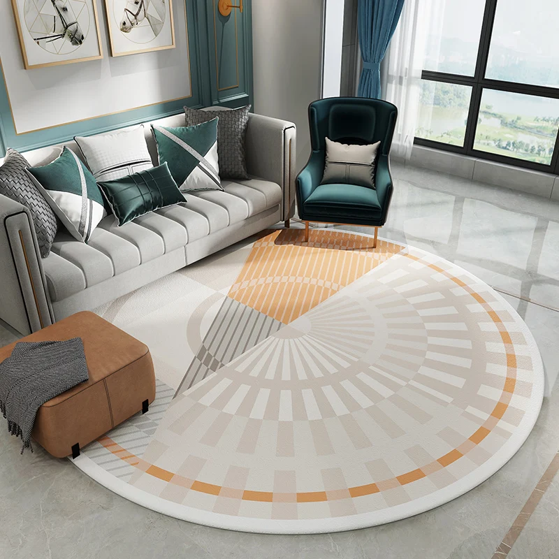 Tapis de salon moderne, tapis d'intérieur imprimé géométrique multicolore, antidérapant, adapté aux animaux de compagnie C...