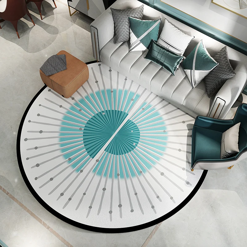 Tapis de salon moderne, tapis d'intérieur imprimé géométrique multicolore, antidérapant, adapté aux animaux de compagnie C...
