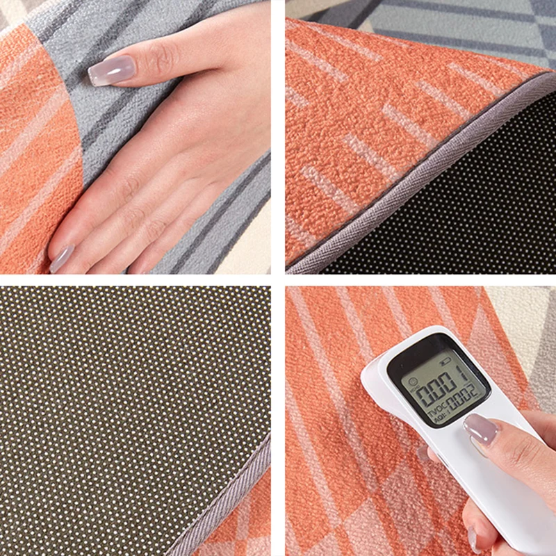 Tapis de salon moderne, tapis d'intérieur imprimé géométrique multicolore, antidérapant, adapté aux animaux de compagnie C...