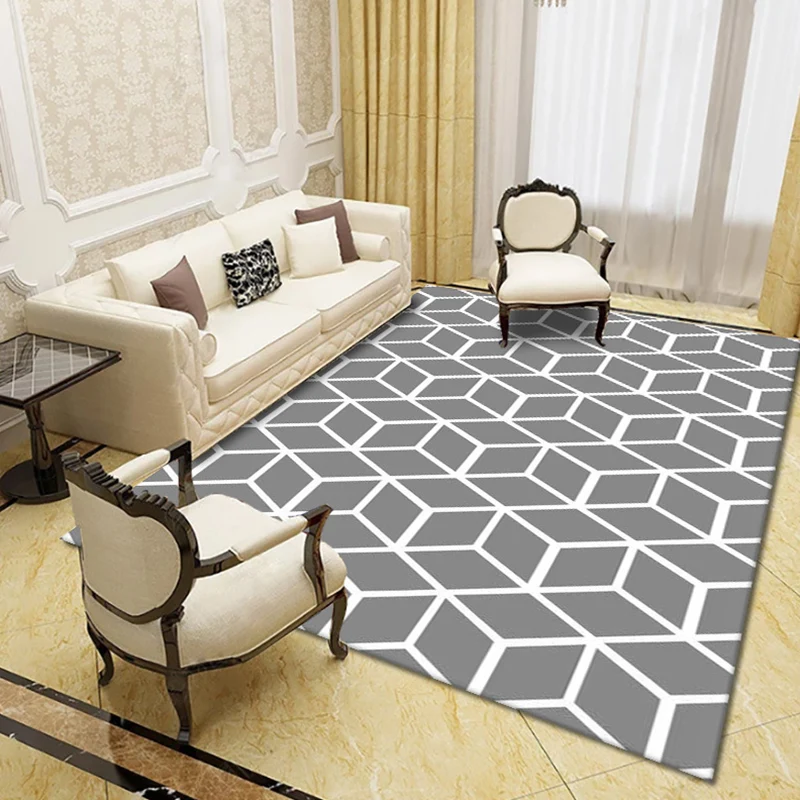 Tapis de salon moderne tapis géométrique multicolore tapis synthétique antidérapant résistant aux taches Clearhalo