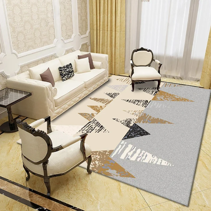 Tapis de salon moderne tapis géométrique multicolore tapis synthétique antidérapant résistant aux taches Clearhalo