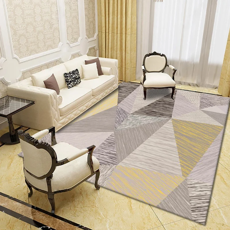 Tapis de salon moderne tapis géométrique multicolore tapis synthétique antidérapant résistant aux taches Clearhalo