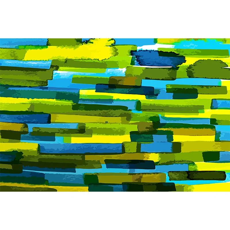 Tapis de salon moderne en vert, imprimé abstrait, en polyester, avec envers antidérapant Clearhalo