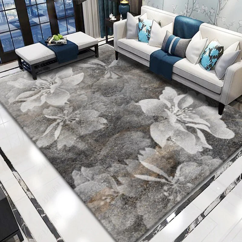 Tapis de salon rétro, imprimé de fleurs multicolores, d'intérieur, en polyester, antidérapant, à lisière filandreuse Clear...