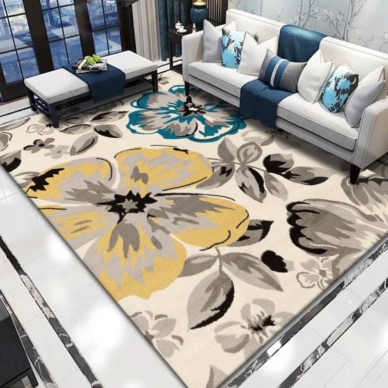 Tapis de salon rétro, imprimé de fleurs multicolores, d'intérieur, en polyester, antidérapant, à lisière filandreuse Clear...