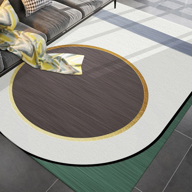 Tapis de salon Simple, multicolore, imprimé géométrique, mélange de coton, envers antidérapant, facile d'entretien Clearhalo