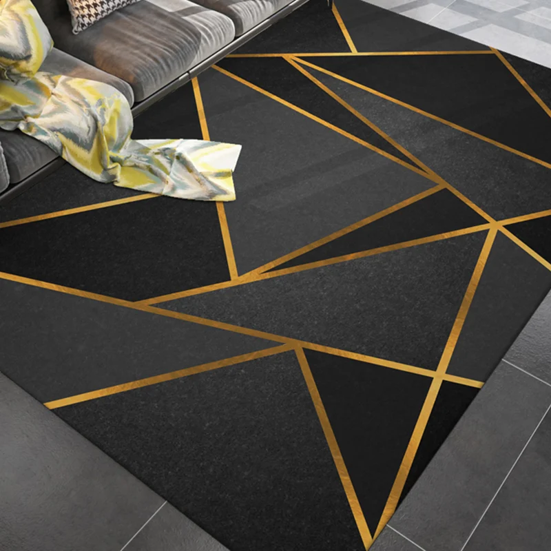 Tapis de salon Simple, multicolore, imprimé géométrique, mélange de coton, envers antidérapant, facile d'entretien Clearhalo
