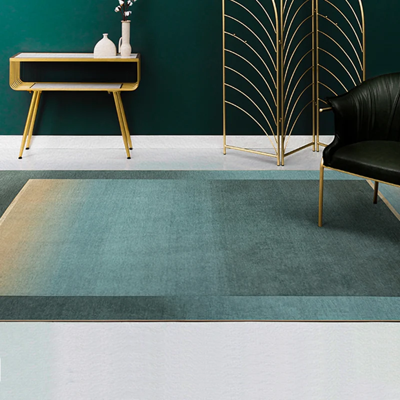 Tapis de salon vert, moderne, motif ombré, Chenille, envers antidérapant, adapté aux animaux de compagnie Clearhalo