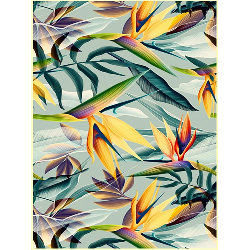 Tapis de salon vintage en tapis imprimé feuille botanique verte Tapis lavable en polyester pour animaux de compagnie Clear...