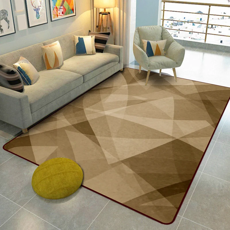 Tapis scandinave moderne en marron, motif color block, en Polyester, résistant aux taches, pour la décoration de la maison...
