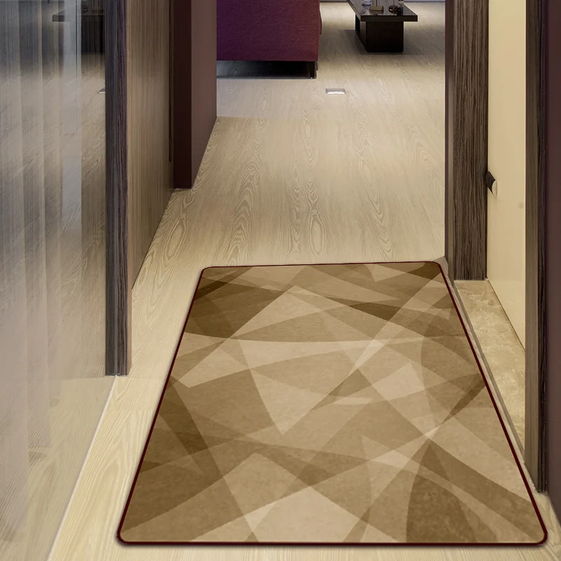 Tapis scandinave moderne en marron, motif color block, en Polyester, résistant aux taches, pour la décoration de la maison...
