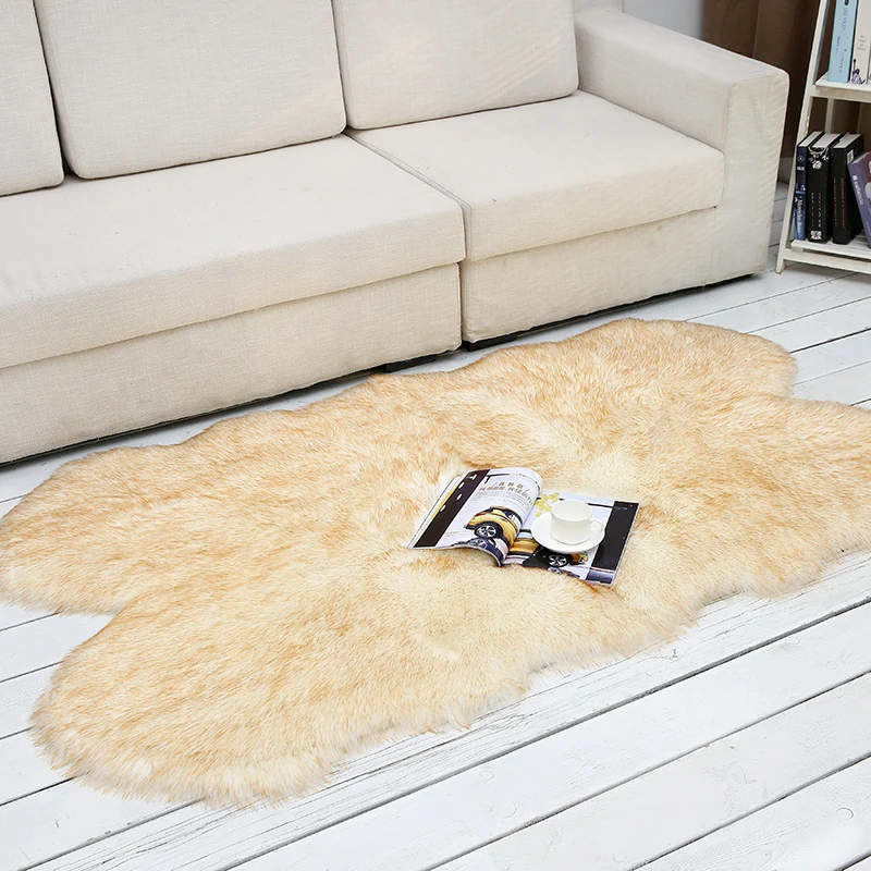 Tapis Shaggy uni multicolore, scandinave, fausse fourrure, lavable en Machine, envers antidérapant, adapté aux animaux dom...