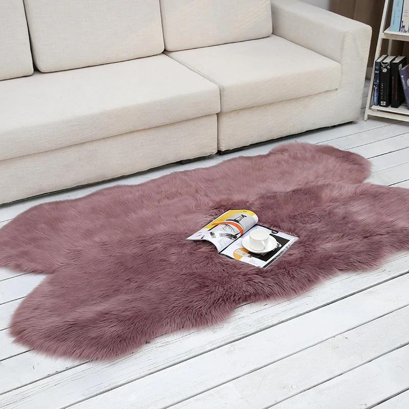 Tapis Shaggy uni multicolore, scandinave, fausse fourrure, lavable en Machine, envers antidérapant, adapté aux animaux dom...