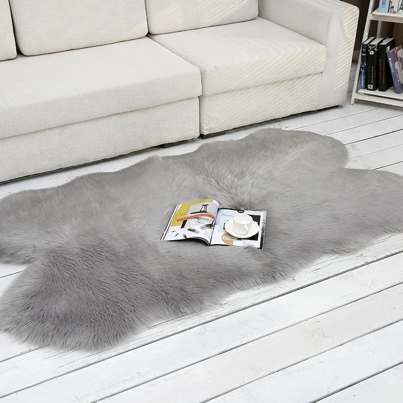 Tapis Shaggy uni multicolore, scandinave, fausse fourrure, lavable en Machine, envers antidérapant, adapté aux animaux dom...