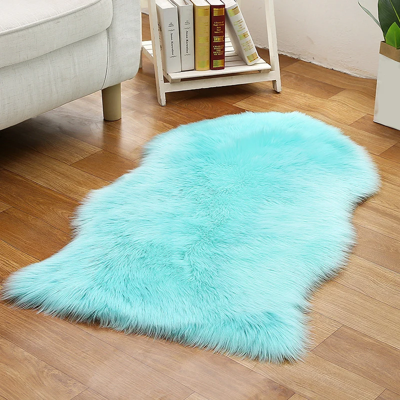 Tapis Shaggy uni multicolore, scandinave, fausse fourrure, lavable en Machine, envers antidérapant, adapté aux animaux dom...