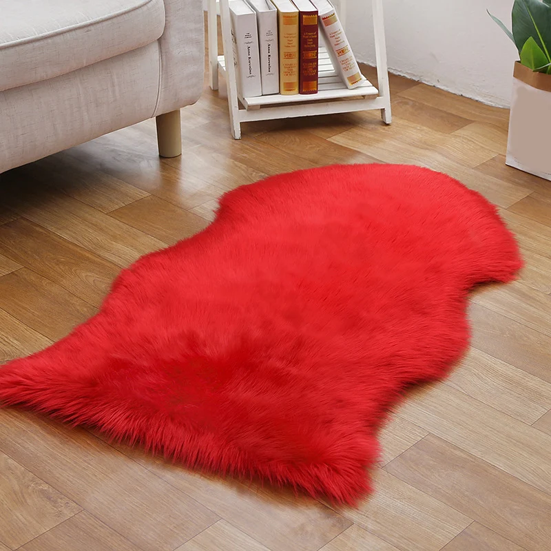 Tapis Shaggy uni multicolore, scandinave, fausse fourrure, lavable en Machine, envers antidérapant, adapté aux animaux dom...