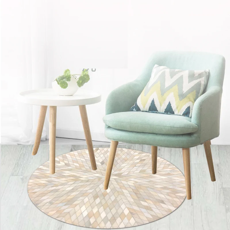 Tapis simple blanc laiteux en cuir de vache, imprimé à carreaux, facile d'entretien, lavable en Machine, pour salon Clearhalo