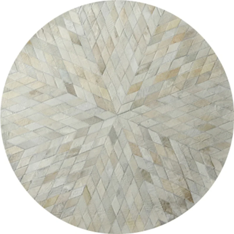 Tapis simple blanc laiteux en cuir de vache, imprimé à carreaux, facile d'entretien, lavable en Machine, pour salon Clearhalo