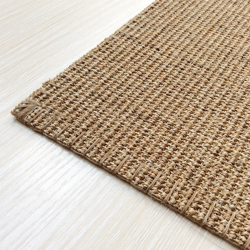 Tapis Simple marron clair en Sisal, couleur unie, tapis d'intérieur, résistant aux taches, respectueux des animaux de comp...