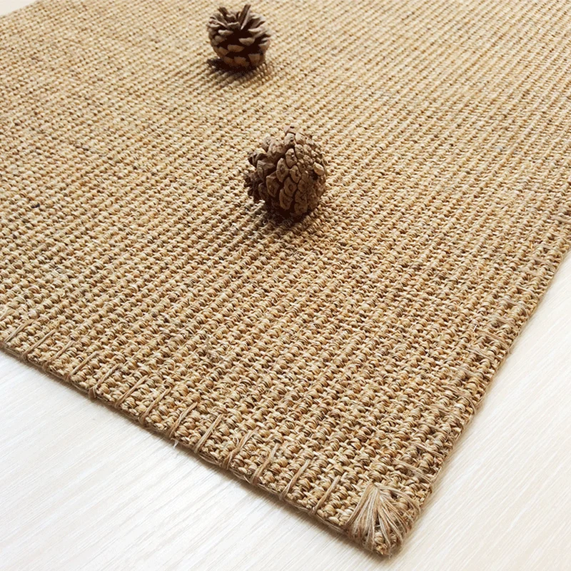 Tapis Simple marron clair en Sisal, couleur unie, tapis d'intérieur, résistant aux taches, respectueux des animaux de comp...