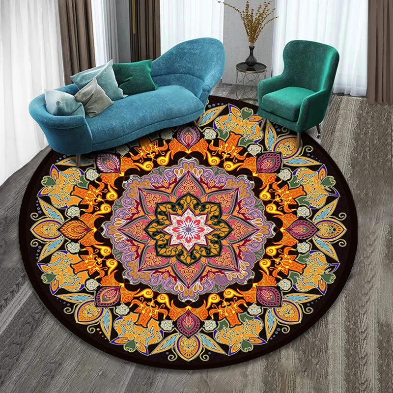 Tapis synthétique imprimé Tribal multicolore, élégant, bohème, antidérapant, lavable, respectueux des animaux de compagnie...