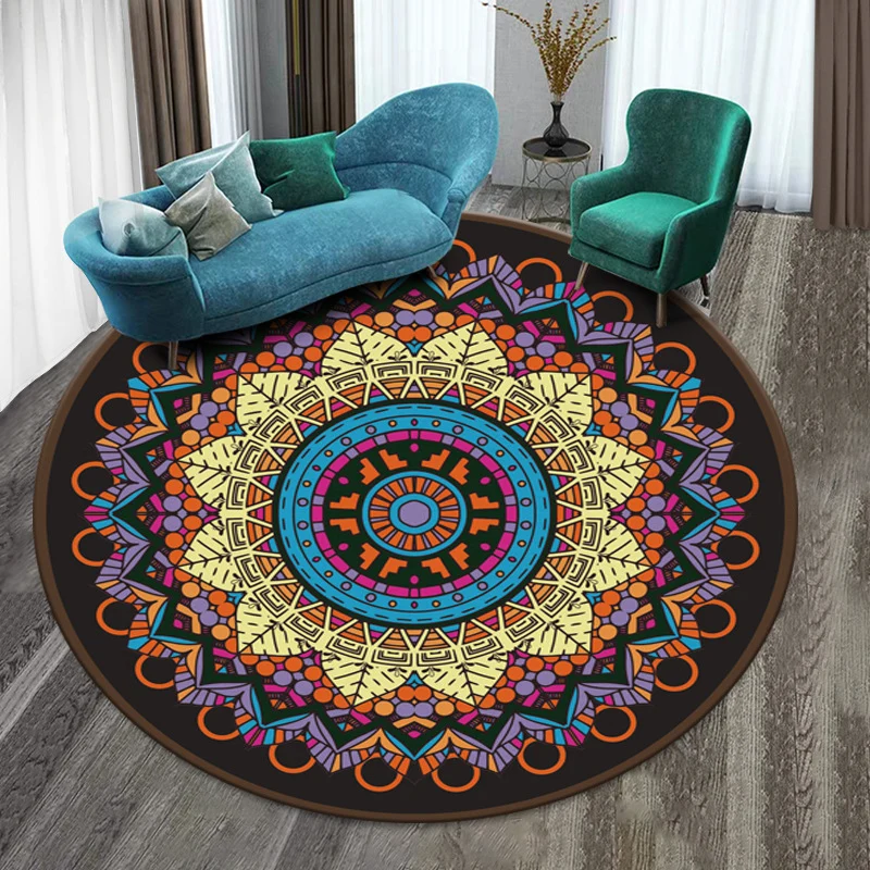 Tapis synthétique imprimé Tribal multicolore, élégant, bohème, antidérapant, lavable, respectueux des animaux de compagnie...