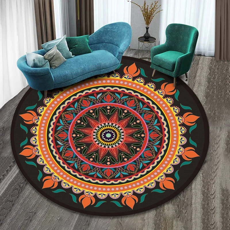 Tapis synthétique imprimé Tribal multicolore, élégant, bohème, antidérapant, lavable, respectueux des animaux de compagnie...