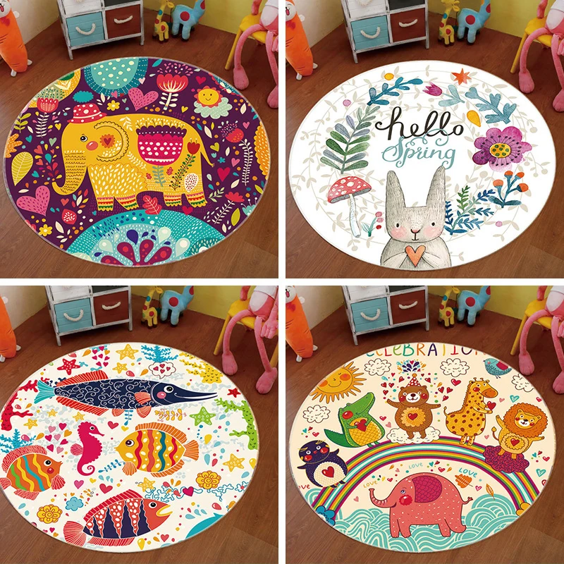 Tapis tendance Animal Land multicolore pour enfants, en polyester, envers antidérapant, lavable en machine, pour décoratio...
