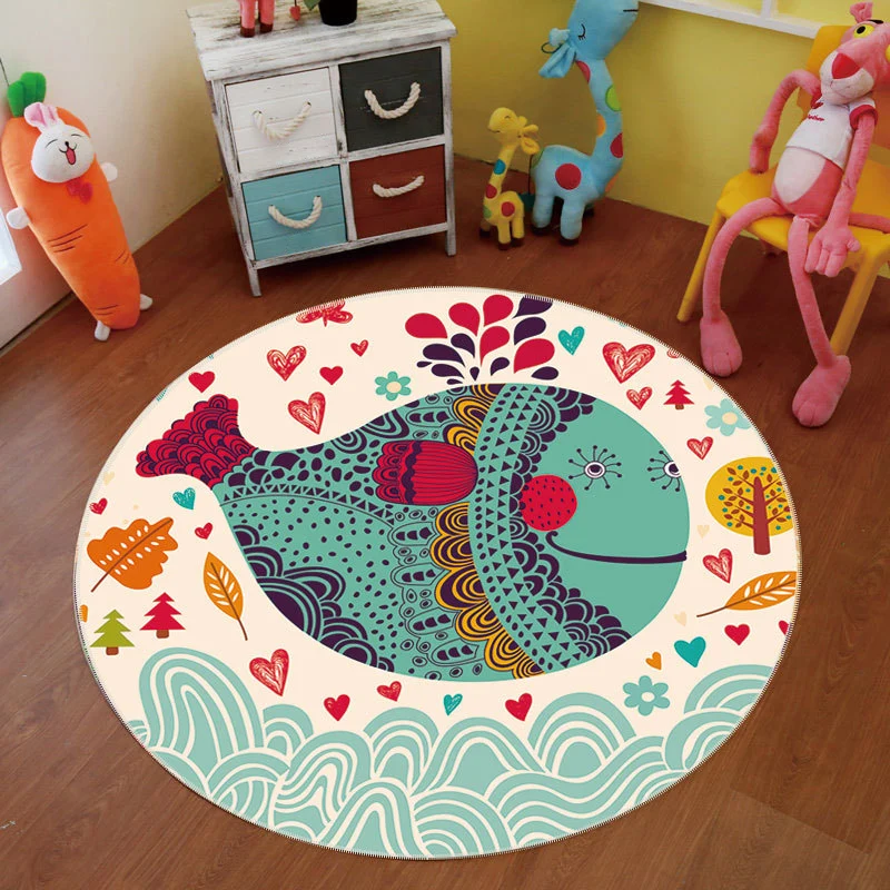 Tapis tendance Animal Land multicolore pour enfants, en polyester, envers antidérapant, lavable en machine, pour décoratio...