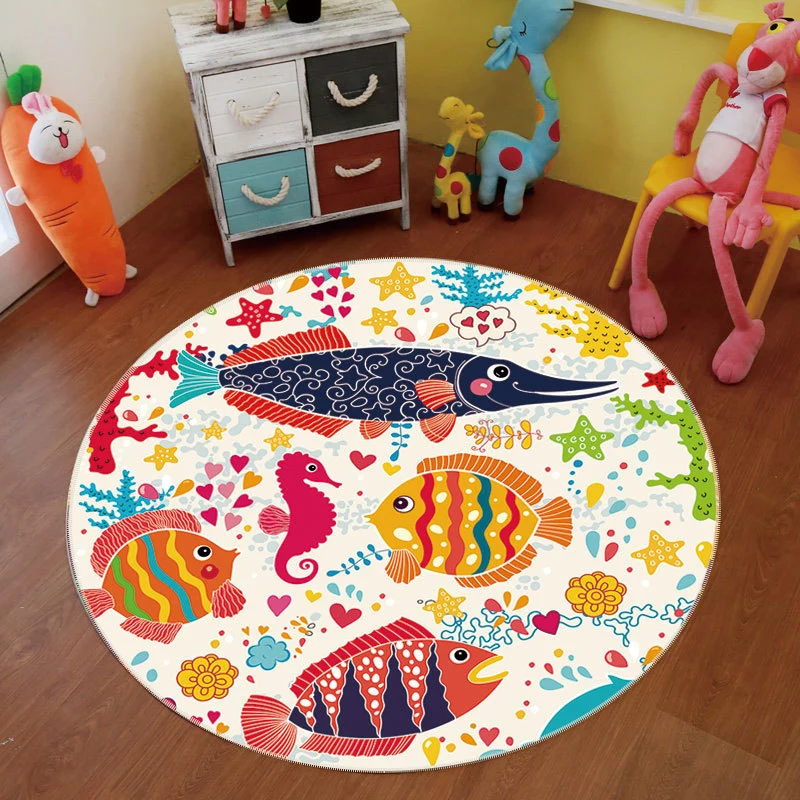 Tapis tendance Animal Land multicolore pour enfants, en polyester, envers antidérapant, lavable en machine, pour décoratio...