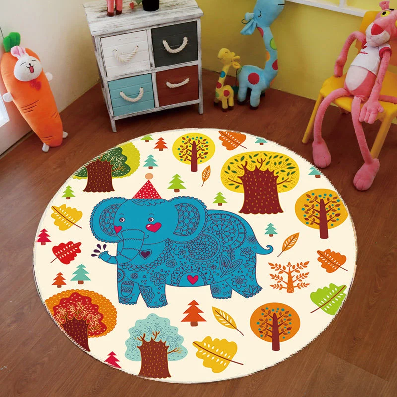 Tapis tendance Animal Land multicolore pour enfants, en polyester, envers antidérapant, lavable en machine, pour décoratio...