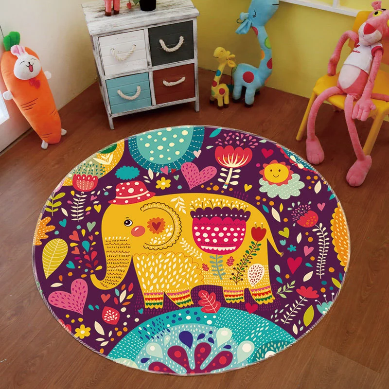 Tapis tendance Animal Land multicolore pour enfants, en polyester, envers antidérapant, lavable en machine, pour décoratio...