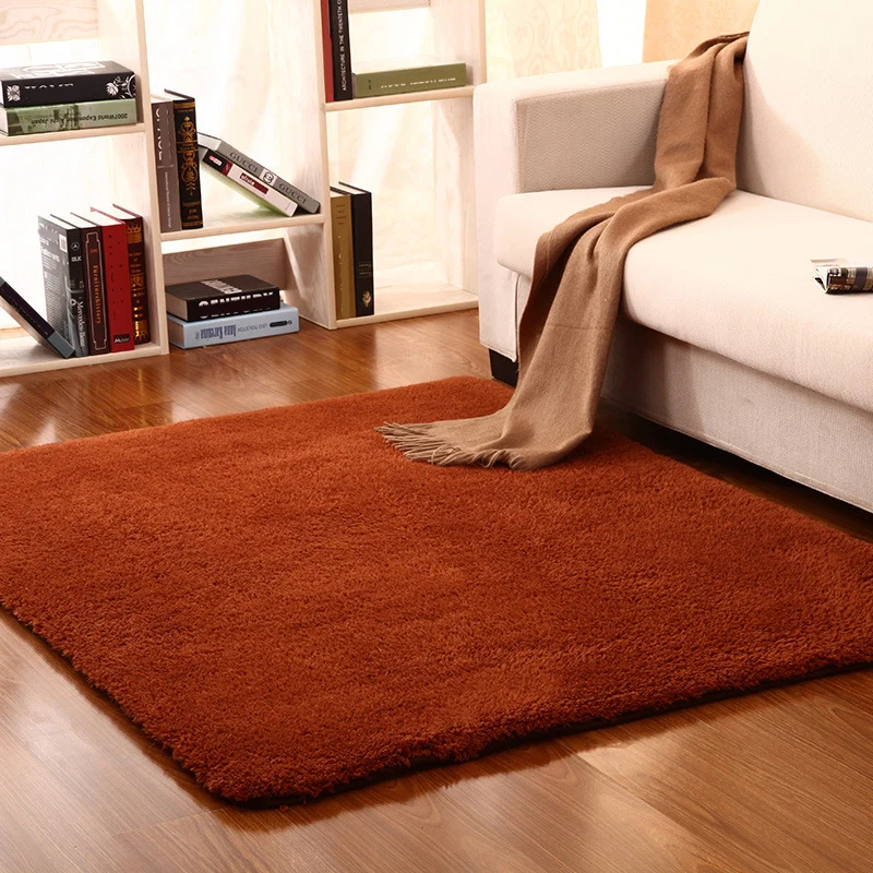 Tapis uni décontracté, multicolore, en polyester, avec envers antidérapant, facile d'entretien, lavable, pour chambre à co...