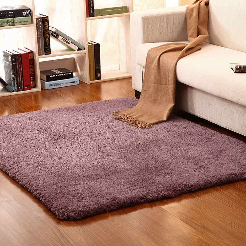Tapis uni décontracté, multicolore, en polyester, avec envers antidérapant, facile d'entretien, lavable, pour chambre à co...
