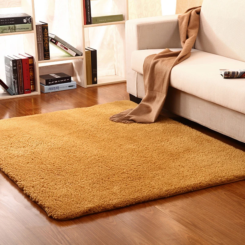 Tapis uni décontracté, multicolore, en polyester, avec envers antidérapant, facile d'entretien, lavable, pour chambre à co...