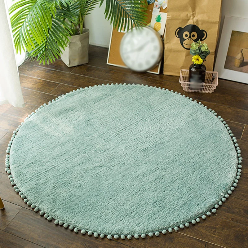 Tapis uni décontracté en Polyester bleu et rose, lavable en Machine, à franges, antidérapant, pour chambre à coucher Clear...