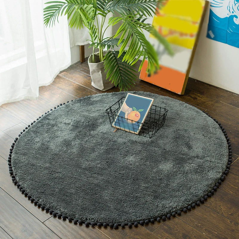 Tapis uni décontracté en Polyester bleu et rose, lavable en Machine, à franges, antidérapant, pour chambre à coucher Clear...