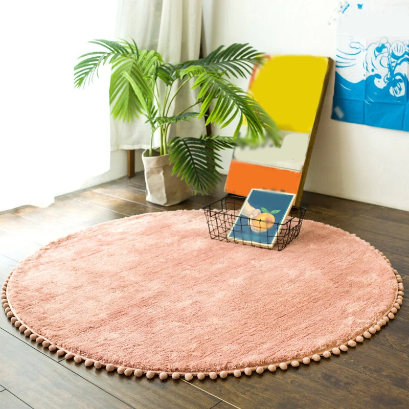 Tapis uni décontracté en Polyester bleu et rose, lavable en Machine, à franges, antidérapant, pour chambre à coucher Clear...