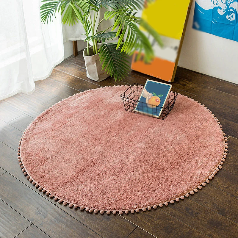 Tapis uni décontracté en Polyester bleu et rose, lavable en Machine, à franges, antidérapant, pour chambre à coucher Clear...